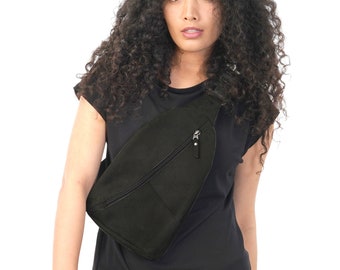 Sac bandoulière réglable pour femme en similicuir noir