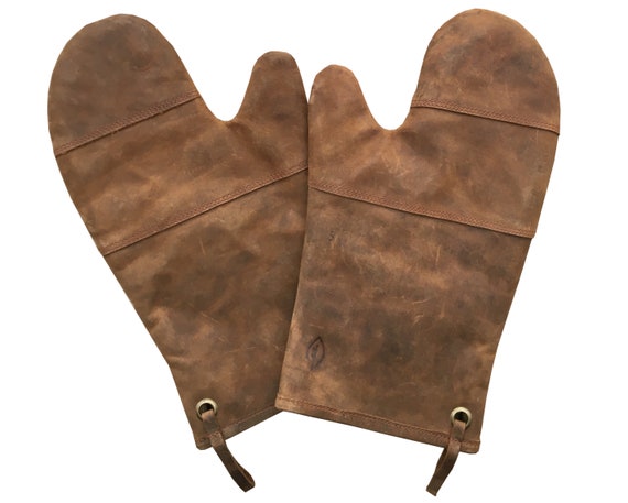 Leather Oven Mitts Pair Pot Holders One Size Pair Oven Gloves for