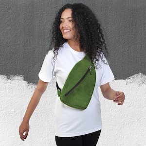 Damen Umhängetasche, Grüne Leder Verstellbare Schultertasche, EDC Tasche