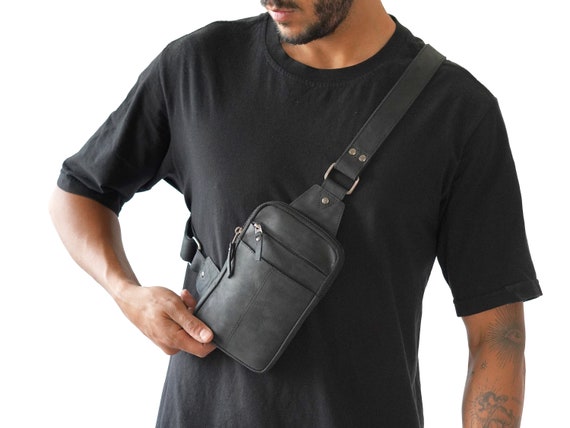 Sling Crossbody Backpack Shoulder Bag Men Women Leather Chest Purse Fanny  Pack