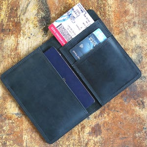 Herren Schwarz Leder Reisebrieftasche & Passhalter