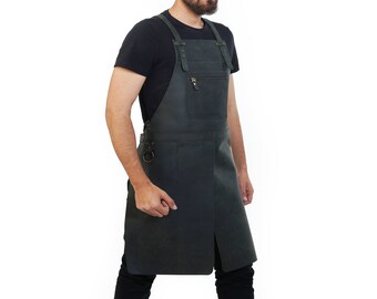 Leather Apron Man Work Apron Black XL 44 to 54 Inch Waist Large Size