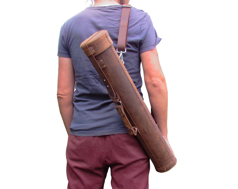 Leather Art Case Carrying Tube Architects Bag Blueprint Roll Etsy