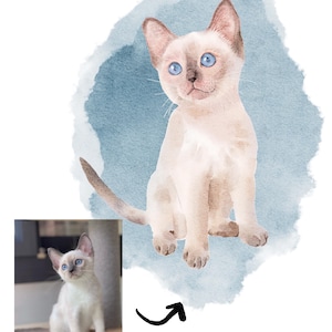 Custom Watercolor Pet Memorial Portrait, Hand Painted Dog or Cat Digital Artwork, Personalized Pet Remembrance Gift