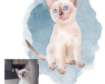 Custom Watercolor Pet Memorial Portrait, Hand Painted Dog or Cat Digital Artwork, Personalized Pet Remembrance Gift