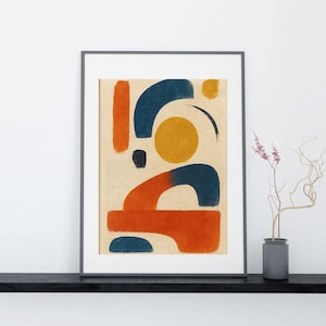 Mid Century Modern Abstract Art Print: Retro Geometric Shapes (Digital Download