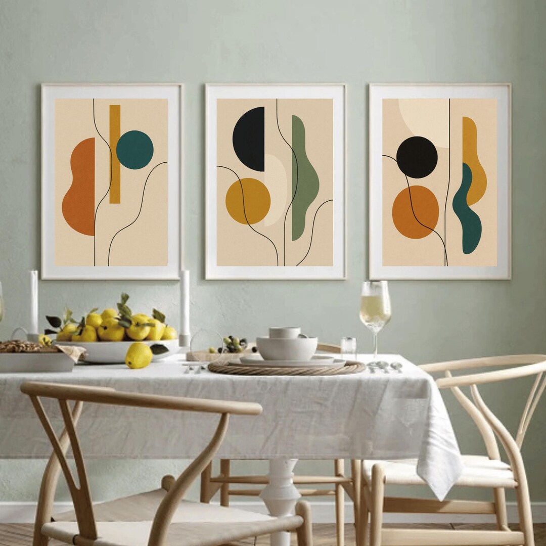 Mid Century Modern Abstract Art Set: Boho Geometric Prints (digital ...