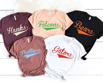 Custom School Mascot T-Shirt, Custom Name Gifts For Back To School, Custom Sports Tee, Team Mascot Shirt, School Logo Tee