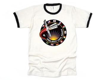 Project Hail Mary Mission Patch Ringer Tee Shirt | Andy Weir Sci-Fi Fan Gift | Space Mission T-Shirt