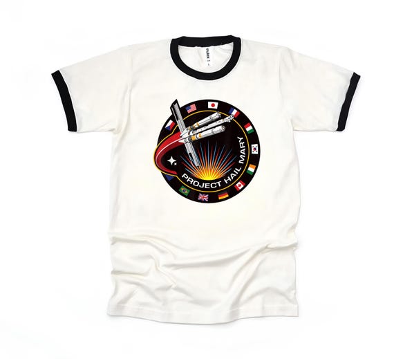 Project Hail Mary Mission Patch Ringer Tee Shirt | Andy Weir Sci-Fi Fan Gift | Space Mission T-Shirt