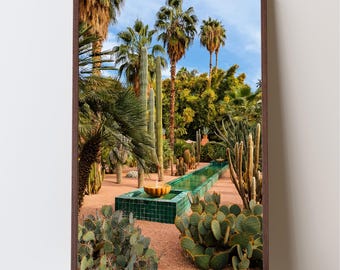 Jardin Majorelle Print | Marrakech Botanical Wall Art | Palm & Cactus Photography | Mediterranean Travel Art