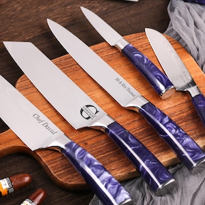 Personalized CHEF KNIFE SET | Custom Engraved Kitchen Cooking | Home Housewarming Fathers Day Gift | Wedding Groomsman Gift | birthday Gift