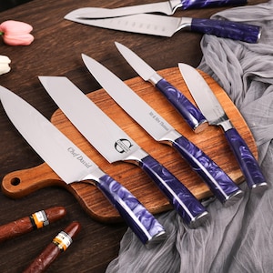 Personalized CHEF KNIFE SET | Custom Engraved Kitchen Cooking | Home Housewarming Fathers Day Gift | Wedding Groomsman Gift | birthday Gift