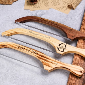 Personalized Serrated Bread Knife, Bagel Knife, Custom Name Bread Bow Knife, Sourdough Bread Slicer, Gift for Grandma Mother her ,Cook knife