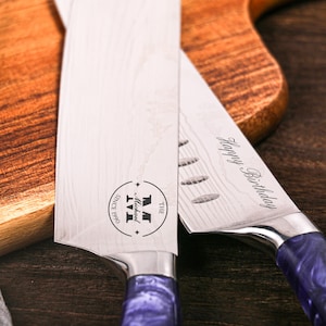 Personalized CHEF KNIFE SET | Custom Engraved Kitchen Cooking | Home Housewarming Fathers Day Gift | Wedding Groomsman Gift | birthday Gift