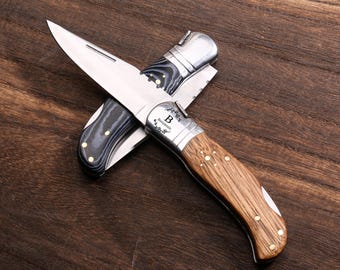 Handmade Copper Folding Knife | Copper Pocket Knife Wooden Handle | Best man Groomsman Gift Anniversary Gift | Gift for Dad father Boyfriend