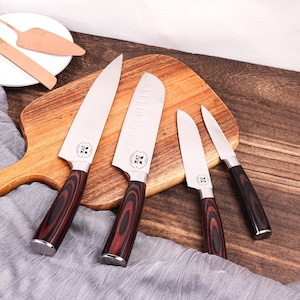 Personalized CHEF KNIFE SET | Custom Engraved Kitchen Cooking | Home Housewarming Fathers Day Gift | Wedding Groomsman Gift | birthday Gift