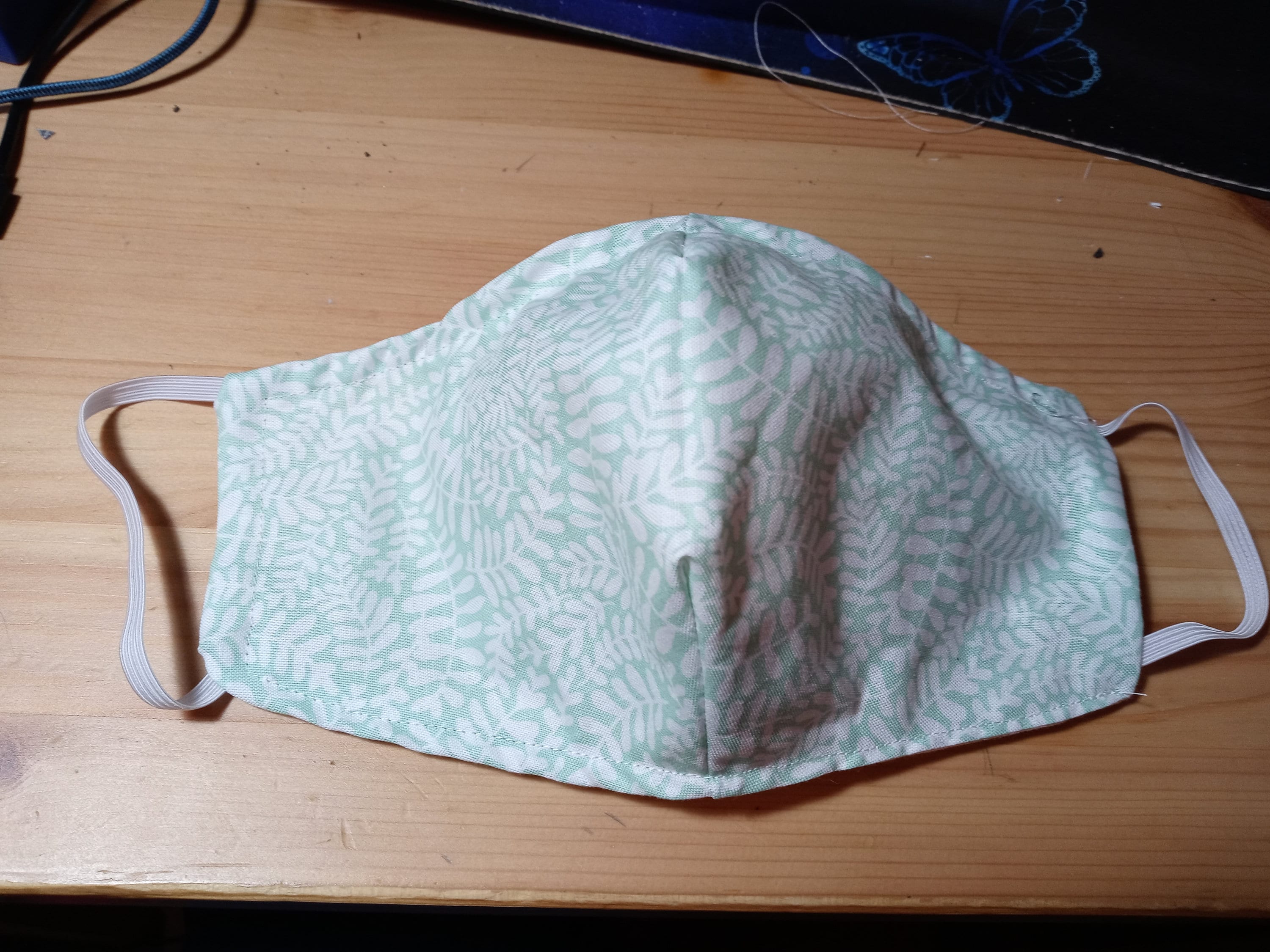 Nature Face Mask with Side Opening for Filters. 5 PM 2.5 filters are Included.  Mint Green, Pink Leaves,  & Washable. Kid masks. - Thumbnail 3