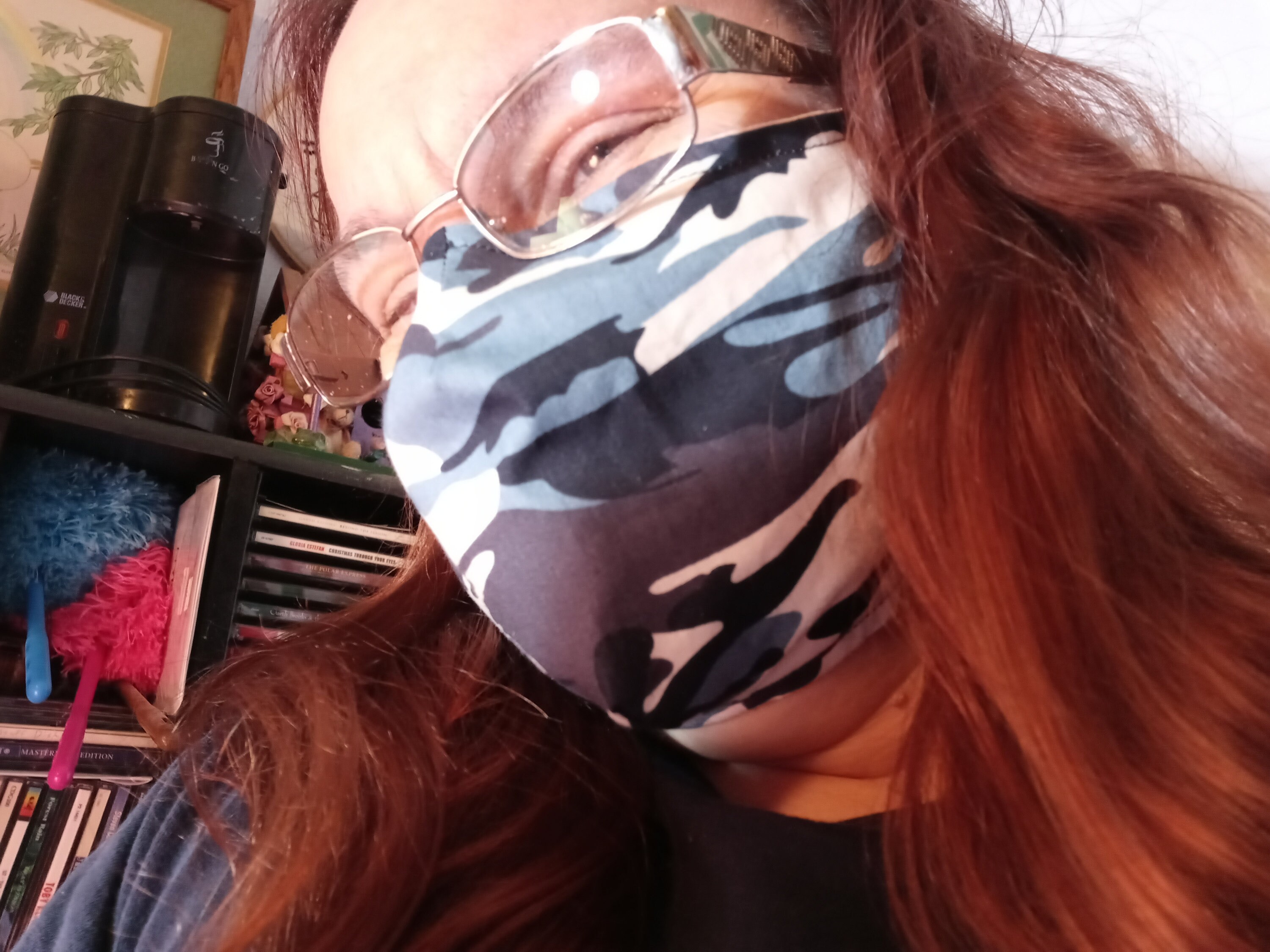 Blue Camo Face Mask with Side Opening for Filters. 5 PM 2.5 filters included. Washable - Thumbnail 4