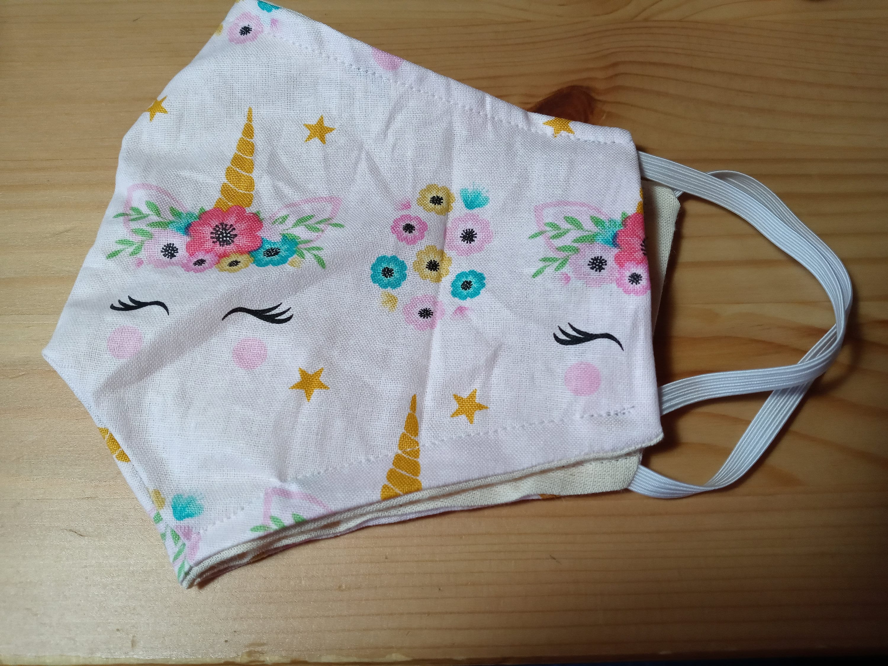 Unicorn Face Mask With a Side Opening for Filters. 5 PM 2.5 Filters are Included. Roses, Washable, Adults, Kids - Thumbnail 3