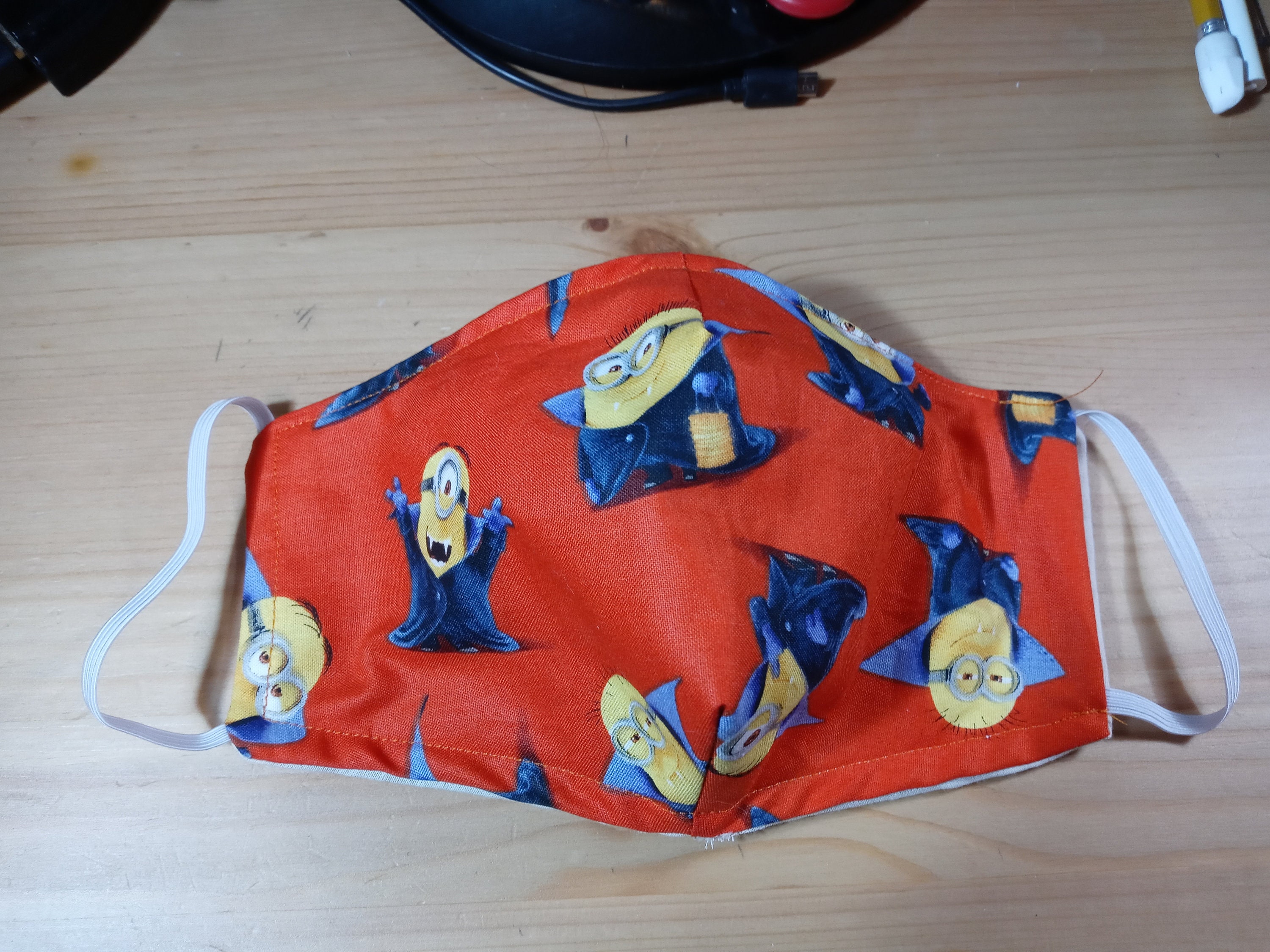 Minions Face Mask with Side Opening for Filters. 5 PM 2.5 Filters Included. Despicable Me, Orange,, Halloween, Washable, Adults, Kids