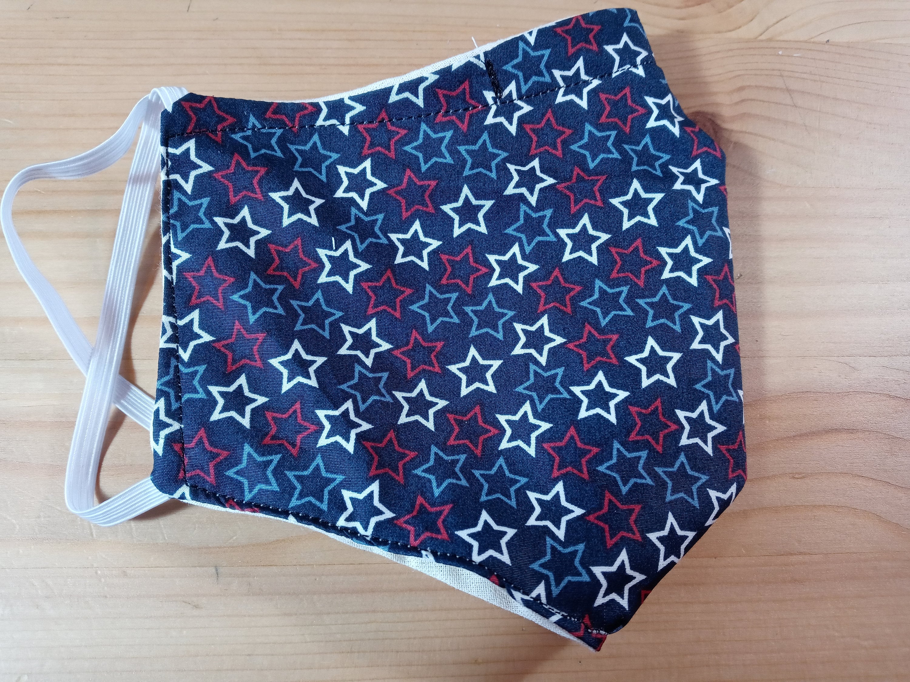 Star Face Mask with Side Opening for Filters.  5 PM 2.5 Filters included.  Red, White, Blue, Nose Wire, Washable, and Kid sizes. - Thumbnail 2