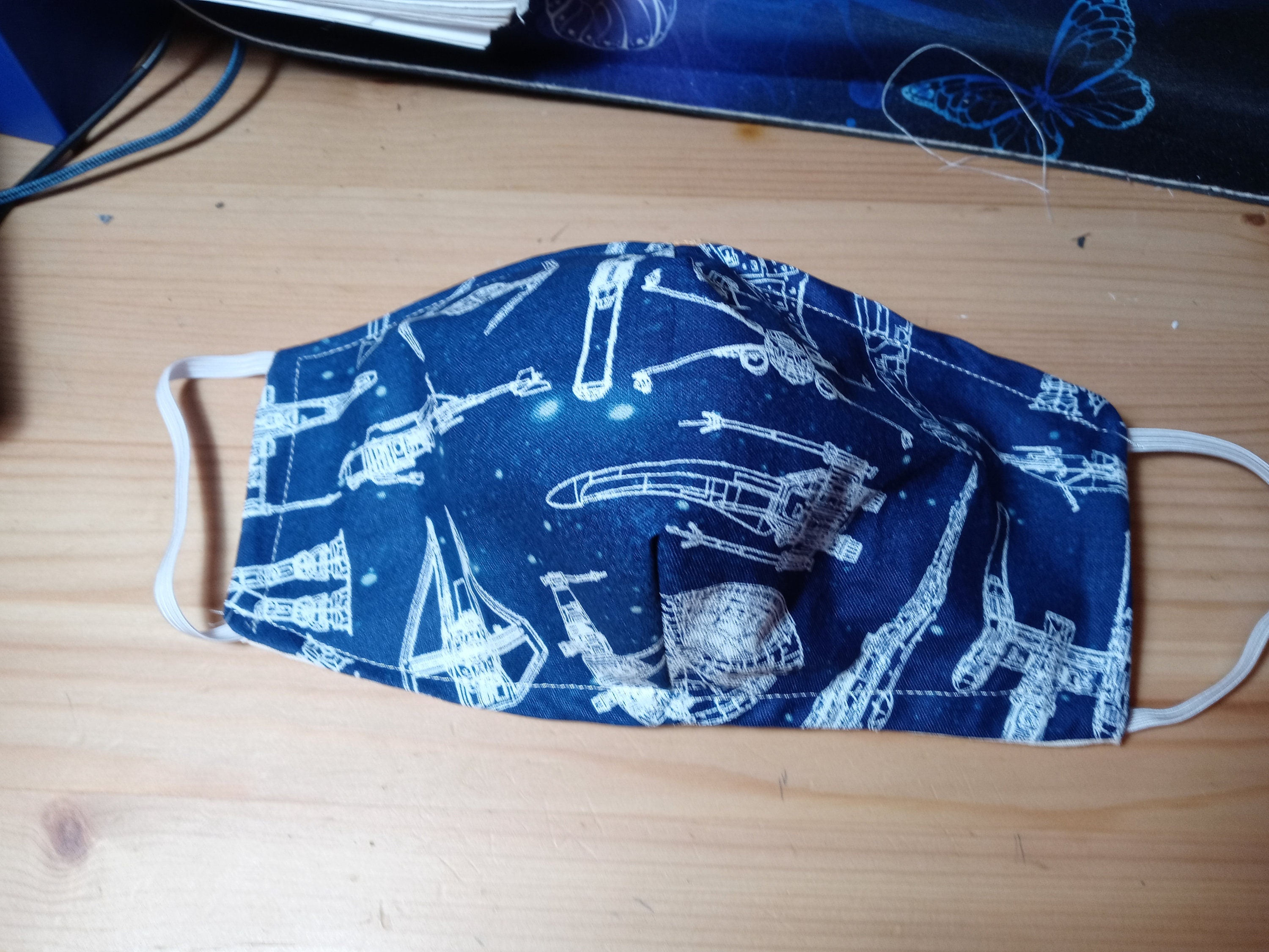 Star Wars Face Mask with a side opening for Filters. 5 PM 2.5 Filters are Included. Navy Blue, Space Ships, Machines, Washable, Adults, Kids - Thumbnail 2