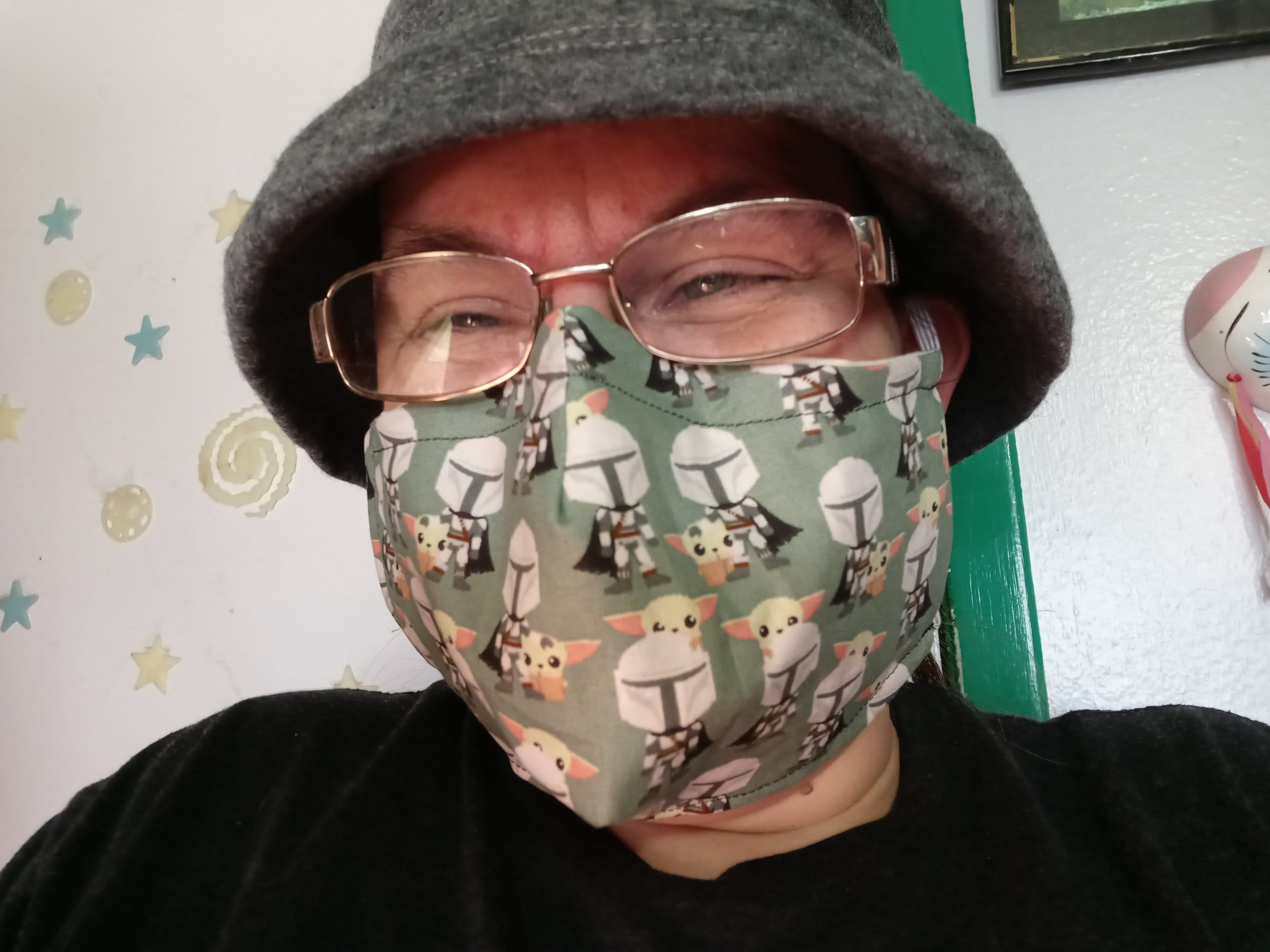 The Mandolorian and the Child Face Mask with side opening for filters.  This Star Wars Face Covering comes with 5 2.5 PM Filters. - Thumbnail 3