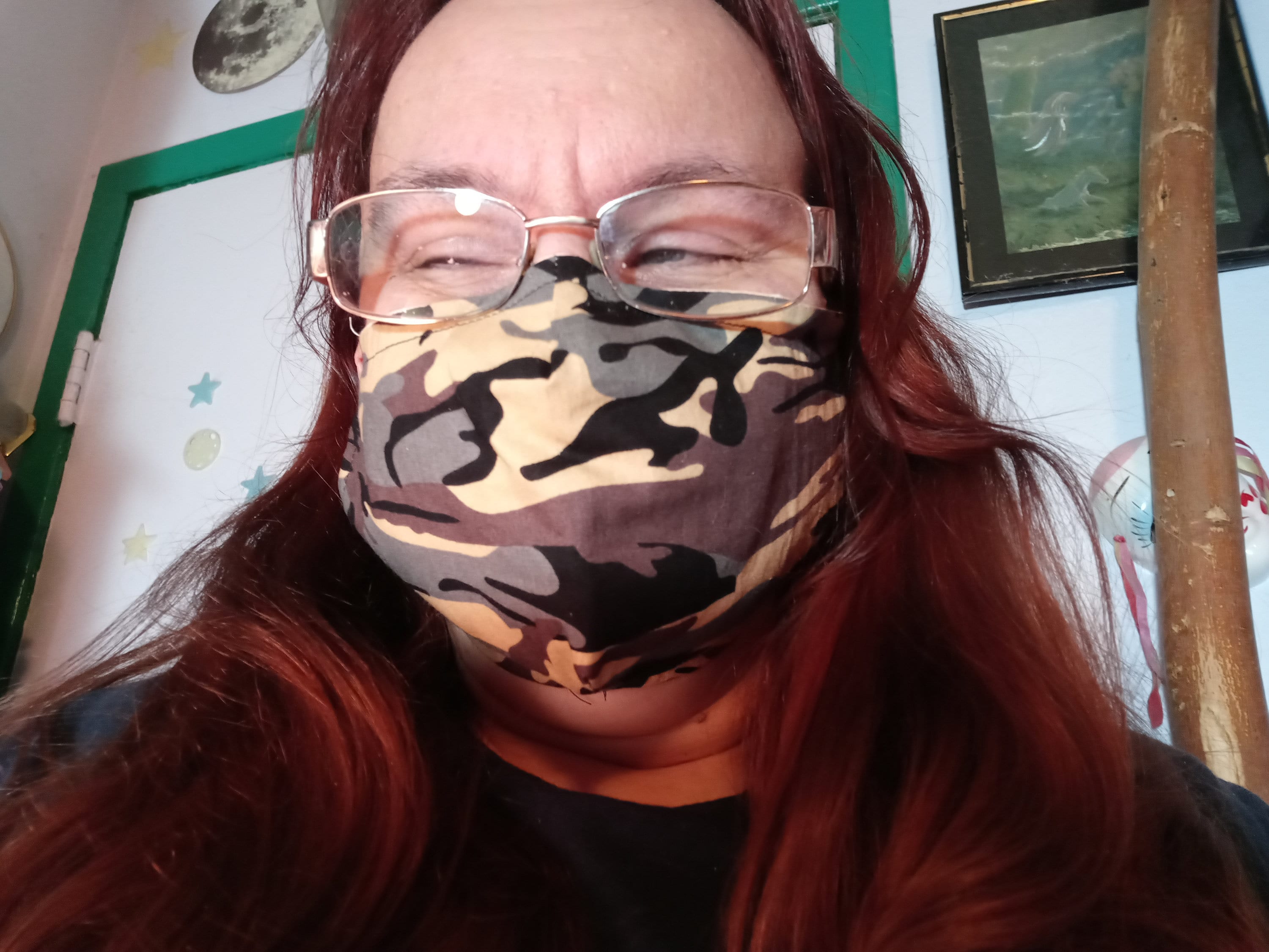 Camo Face Mask with Side Opening for Filters. 5 PM 2.5 Filters Included. Blue, Gray, Black, Washable