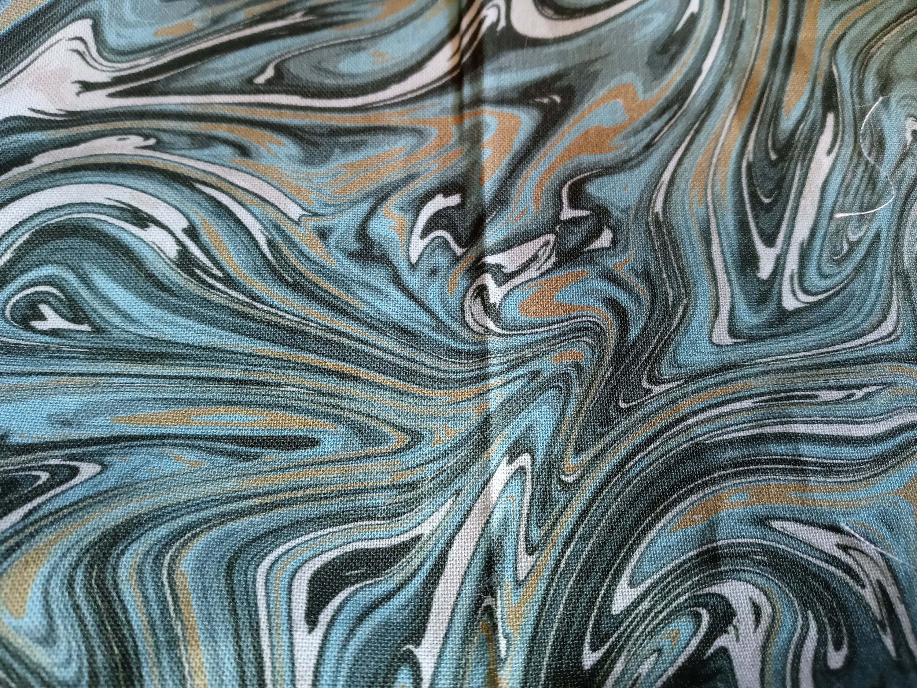 Marble Face Mask that is Pleated and Washable with Green, Teal and Black - Thumbnail 4