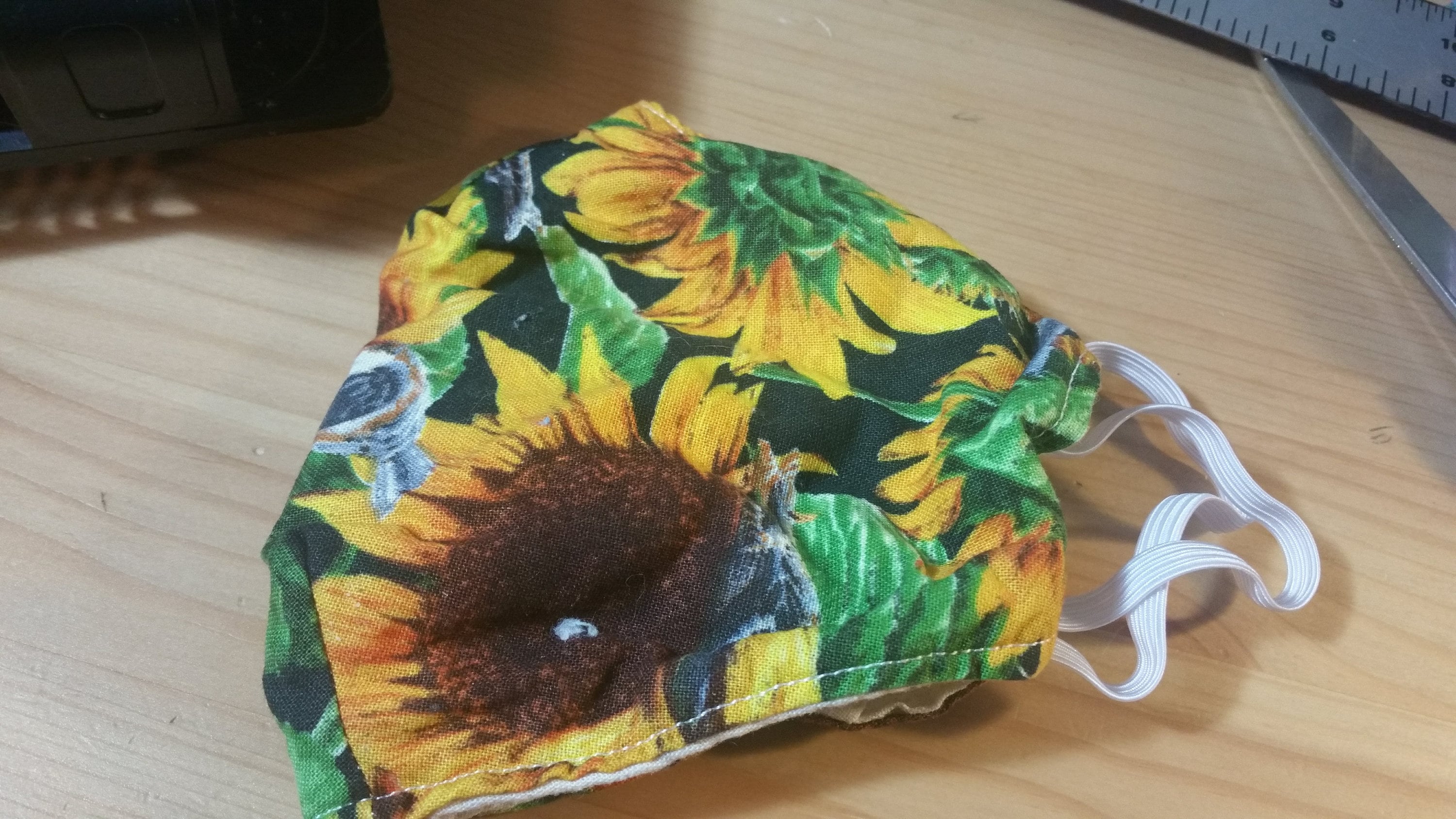 Sunflowers Face Mask with Side Opening for Filters. 5 PM 2.5 filters are included. Birds, Washable, Adults, Kids - Thumbnail 2