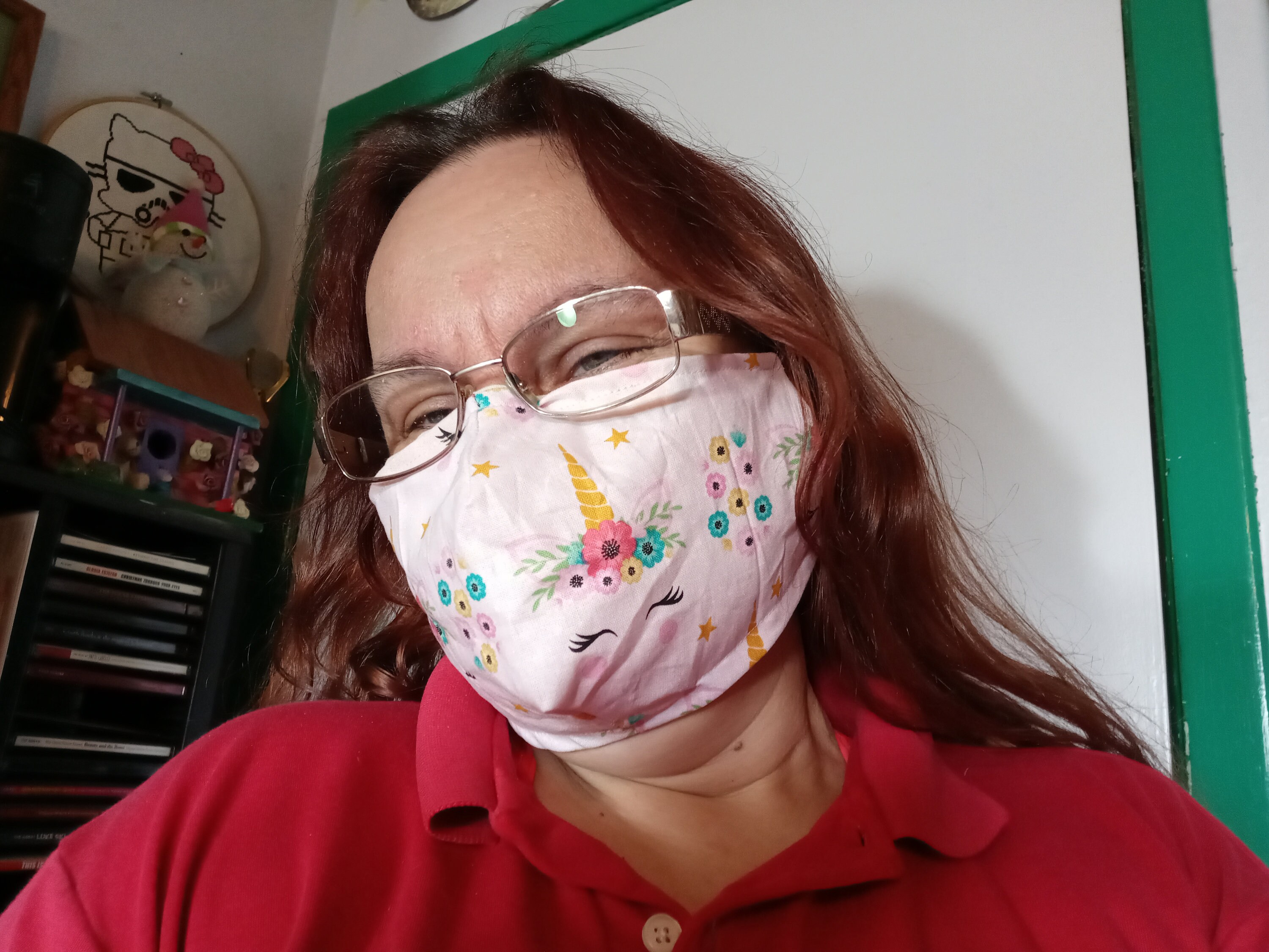 Unicorn Face Mask With a Side Opening for Filters. 5 PM 2.5 Filters are Included. Roses, Washable, Adults, Kids - Thumbnail 5