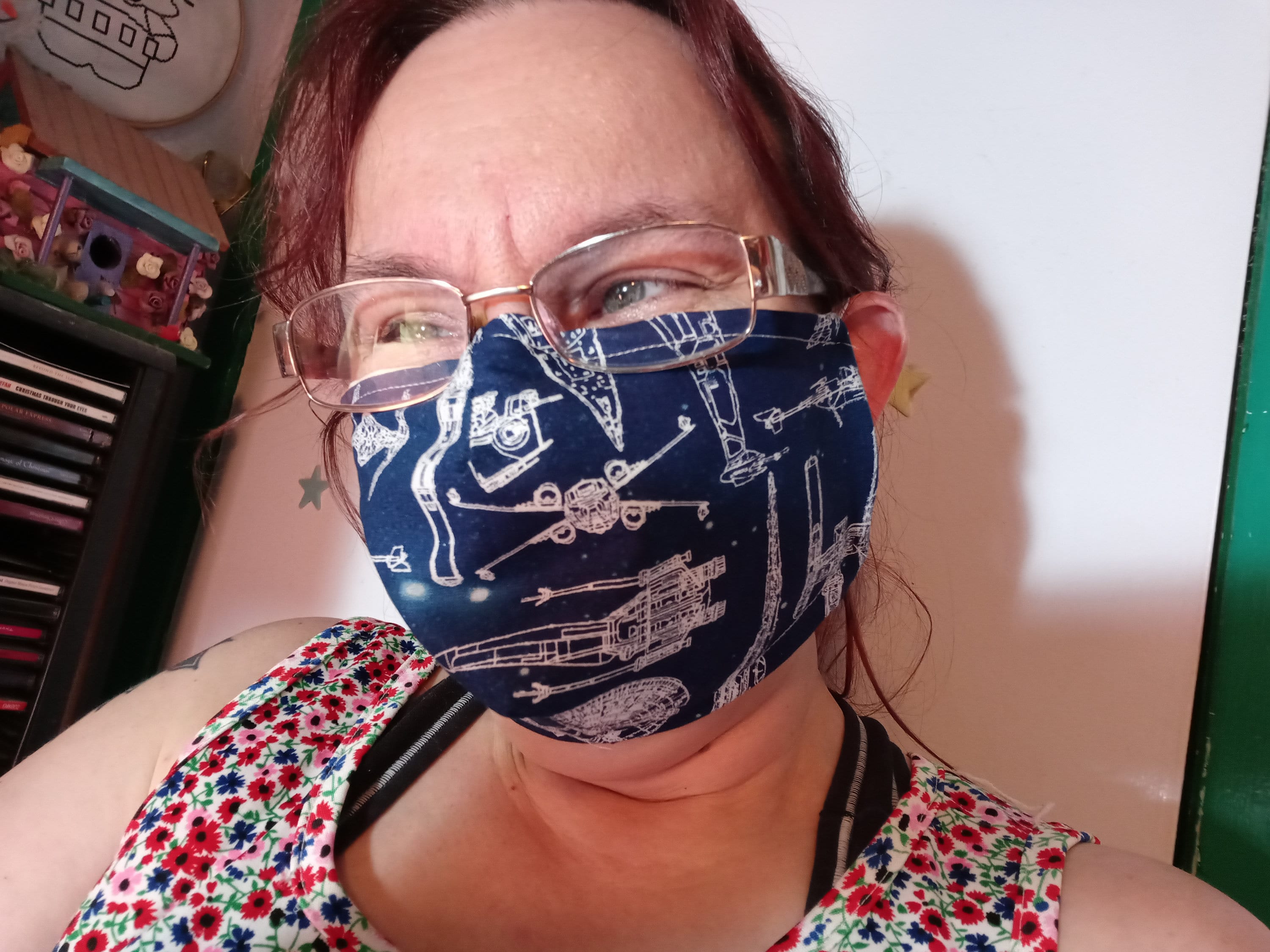 Star Wars Face Mask with a side opening for Filters. 5 PM 2.5 Filters are Included. Navy Blue, Space Ships, Machines, Washable, Adults, Kids - Thumbnail 4