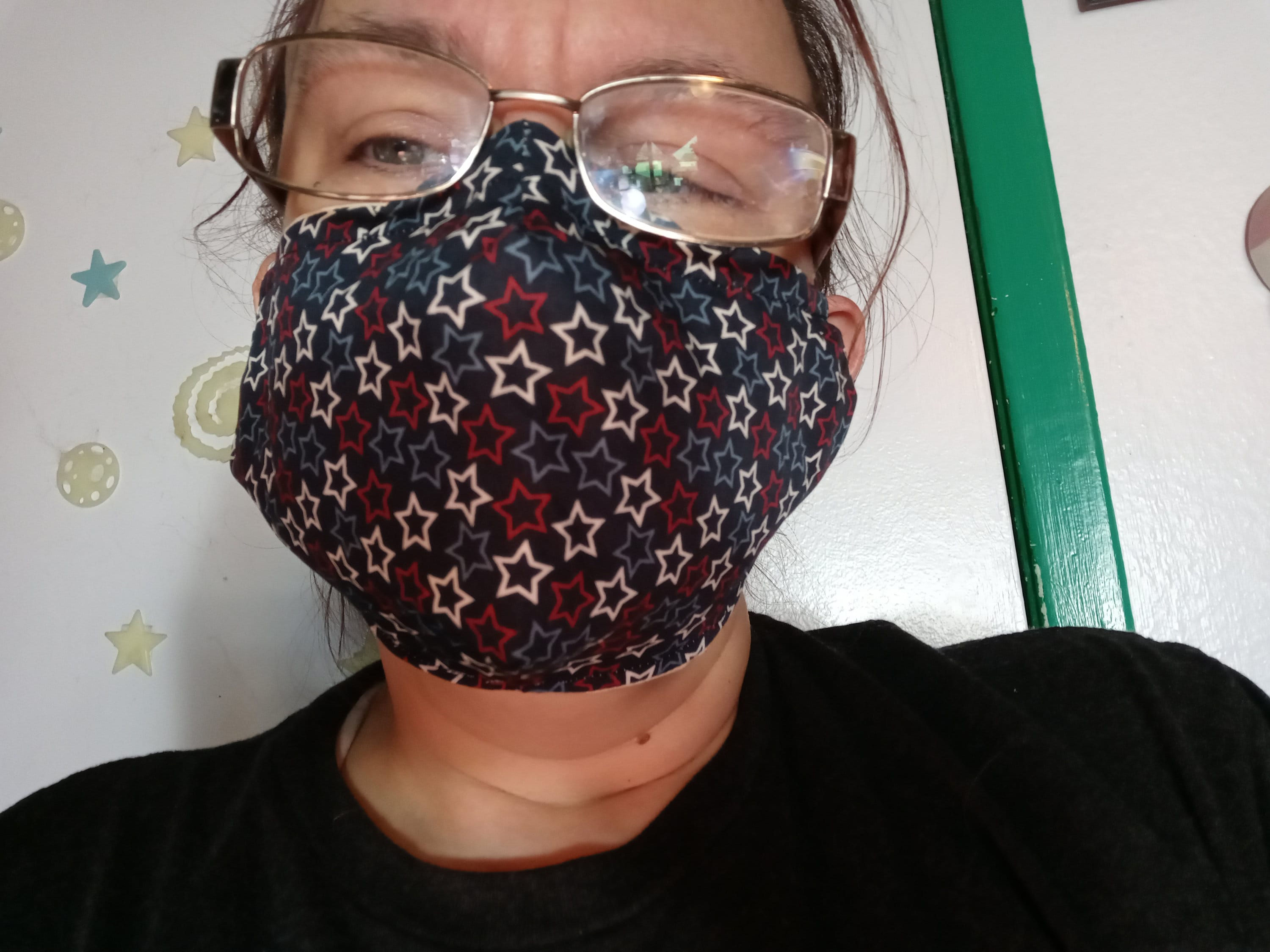 Star Face Mask with Side Opening for Filters.  5 PM 2.5 Filters included.  Red, White, Blue, Nose Wire, Washable, and Kid sizes. - Thumbnail 3