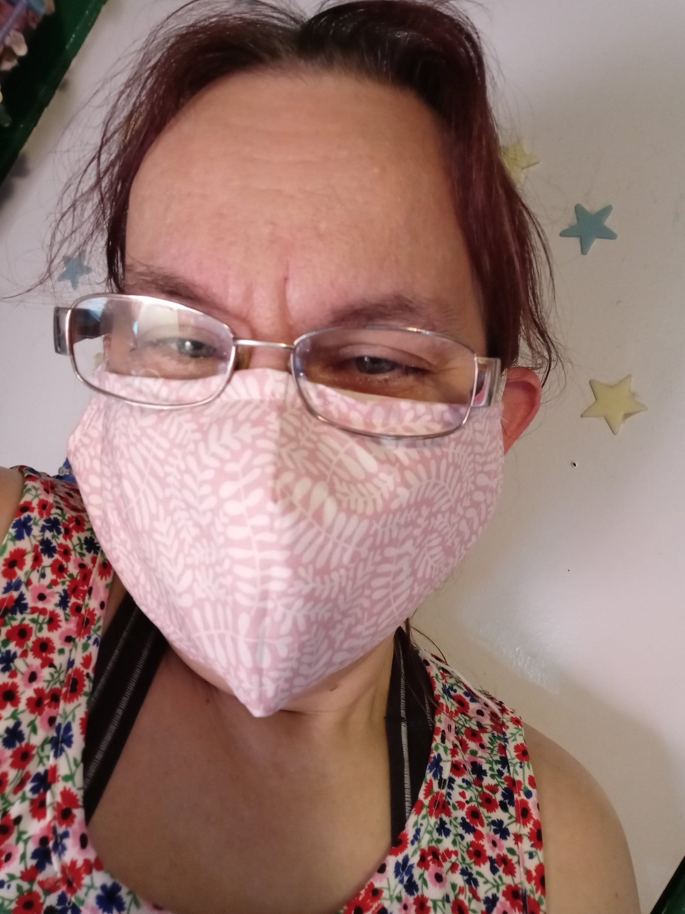 Nature Face Mask with Side Opening for Filters. 5 PM 2.5 filters are Included.  Mint Green, Pink Leaves,  & Washable. Kid masks. - Image 1