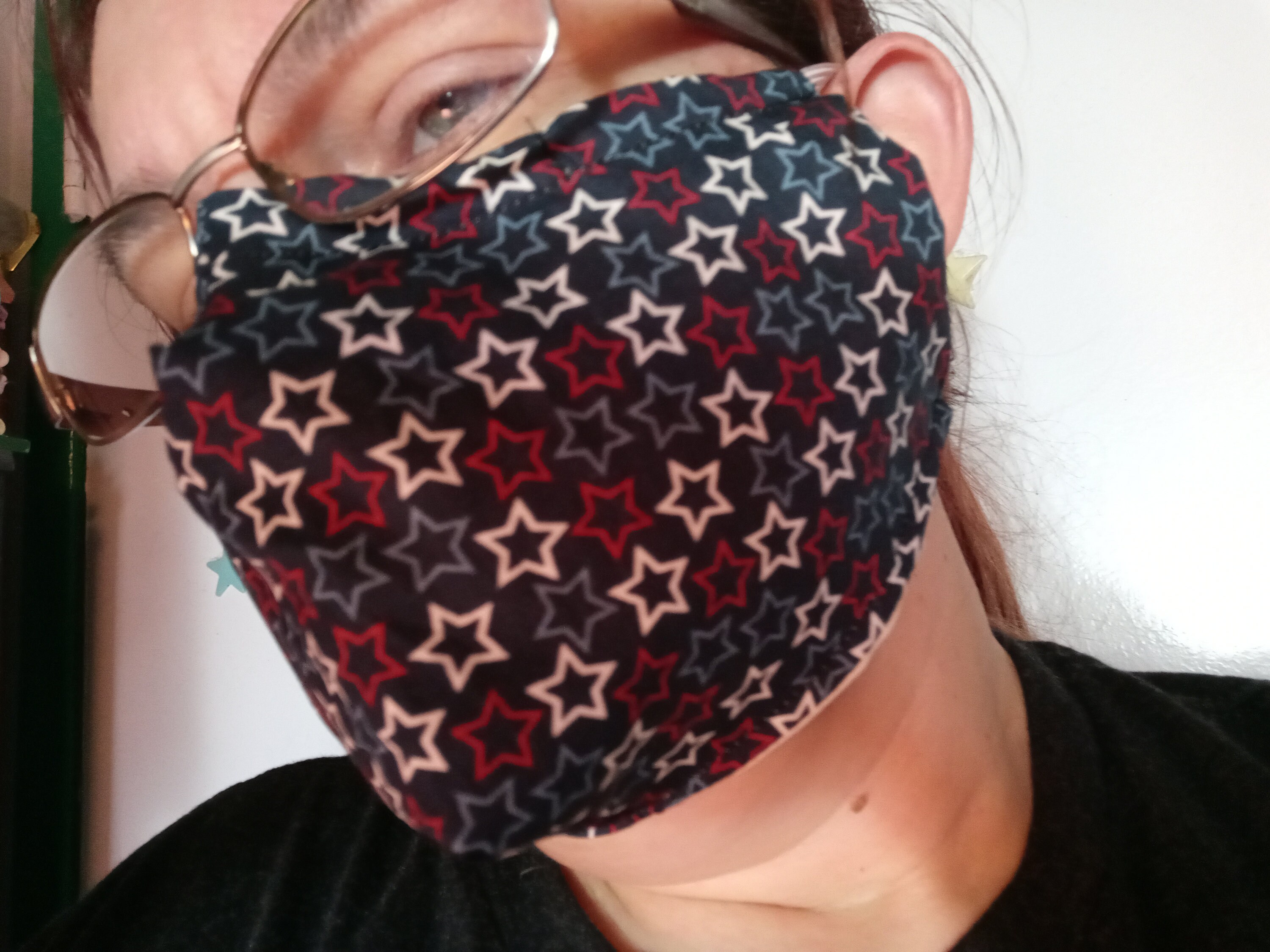 Star Face Mask with Side Opening for Filters.  5 PM 2.5 Filters included.  Red, White, Blue, Nose Wire, Washable, and Kid sizes. - Thumbnail 4