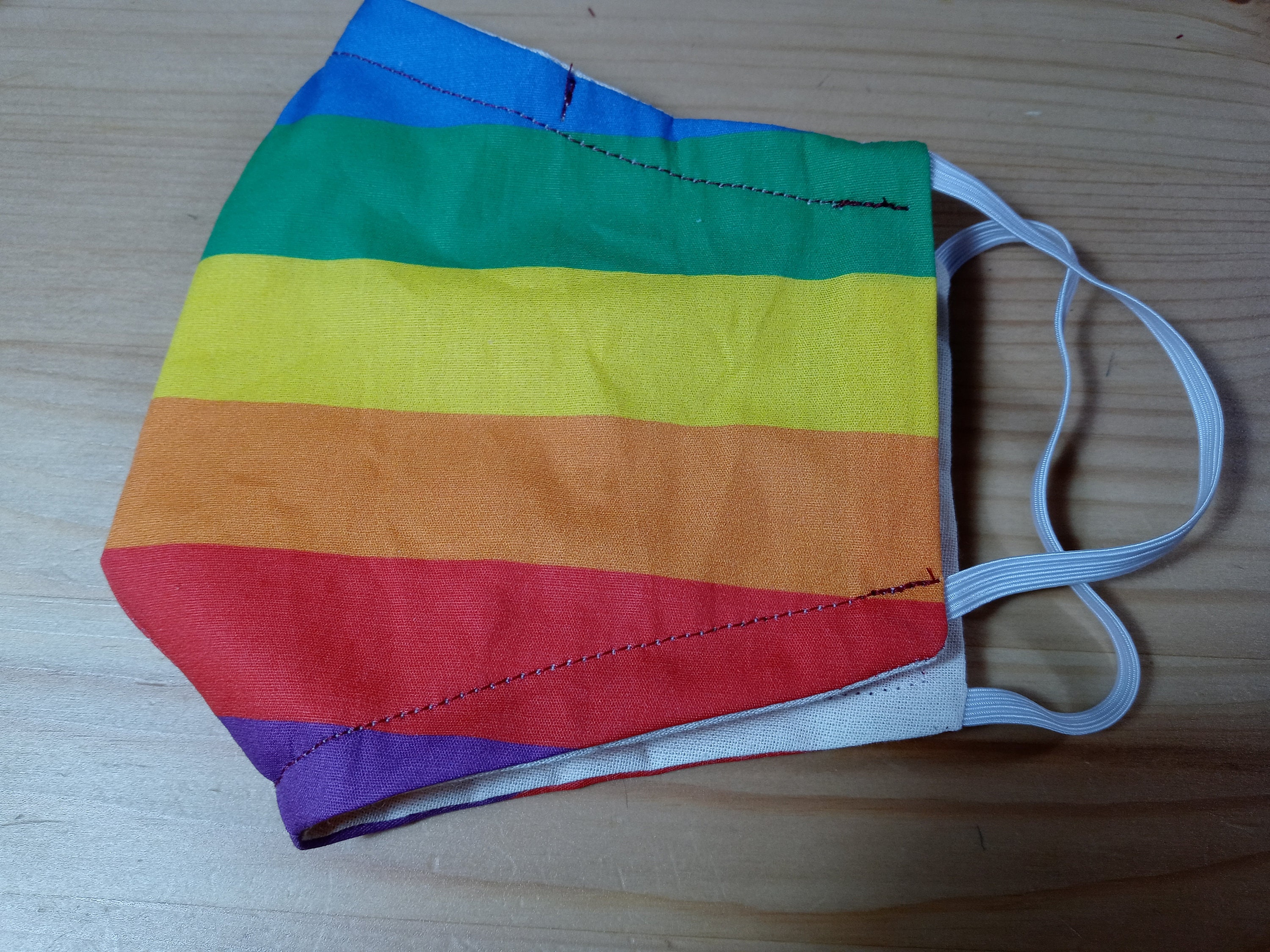 Pride Face Mask with Side Opening for Filters. This Rainbow Face Covering includes 5 PM 2.5 Filters. Washable, Adult Face Mask - Thumbnail 2