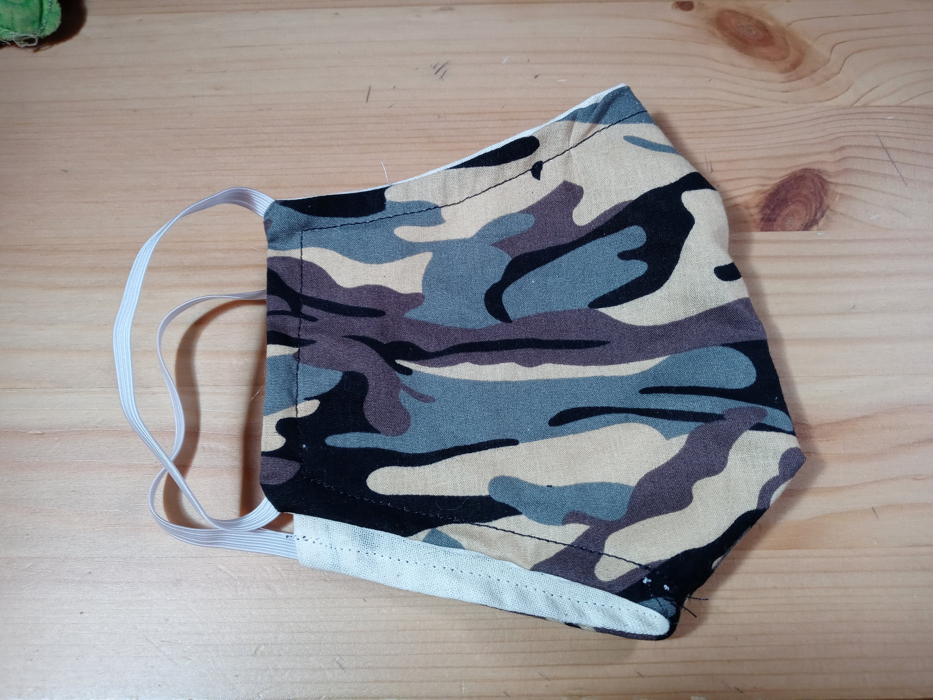 Camo Face Mask with Side Opening for Filters. 5 PM 2.5 Filters Included. Blue, Gray, Black, Washable - Thumbnail 3