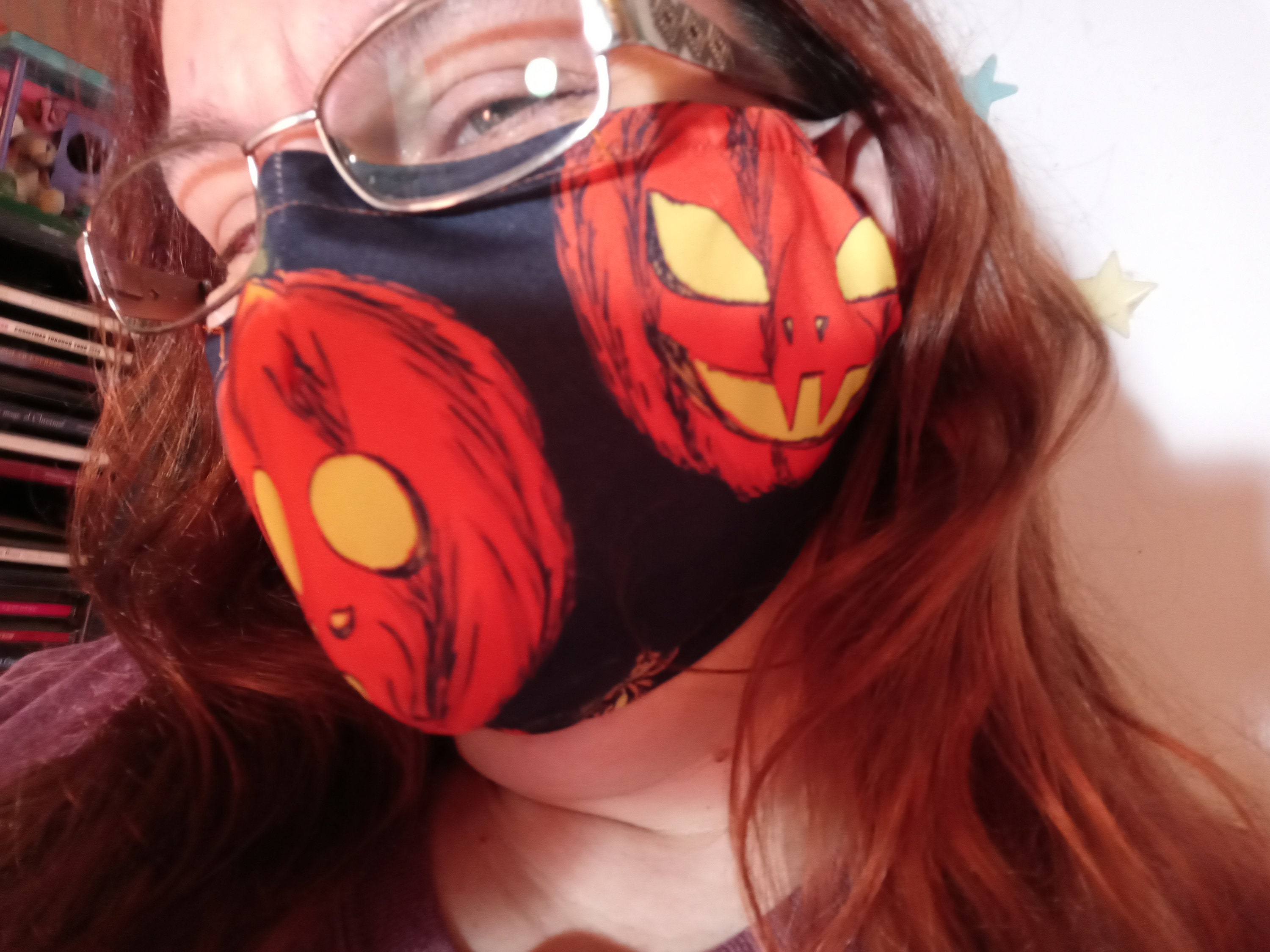 Halloween Pumpkin Face Mask With Side Opening for Filters. This Spooky Mask Includes 5 PM 2.5 filters. This is for Kids and Adults - Thumbnail 4