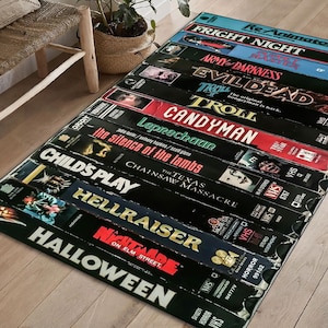 Retro Horror Movie VHS Rug: Halloween Film Decor