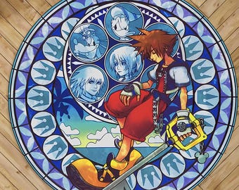 Alfombra de vidrieras de Kingdom Hearts, Kingdom Hearts II, Kingdom Hearts Birth By Sleep, Kingdom Hearts Final Mix, alfombra personalizada, Kingdom Hearts Sora