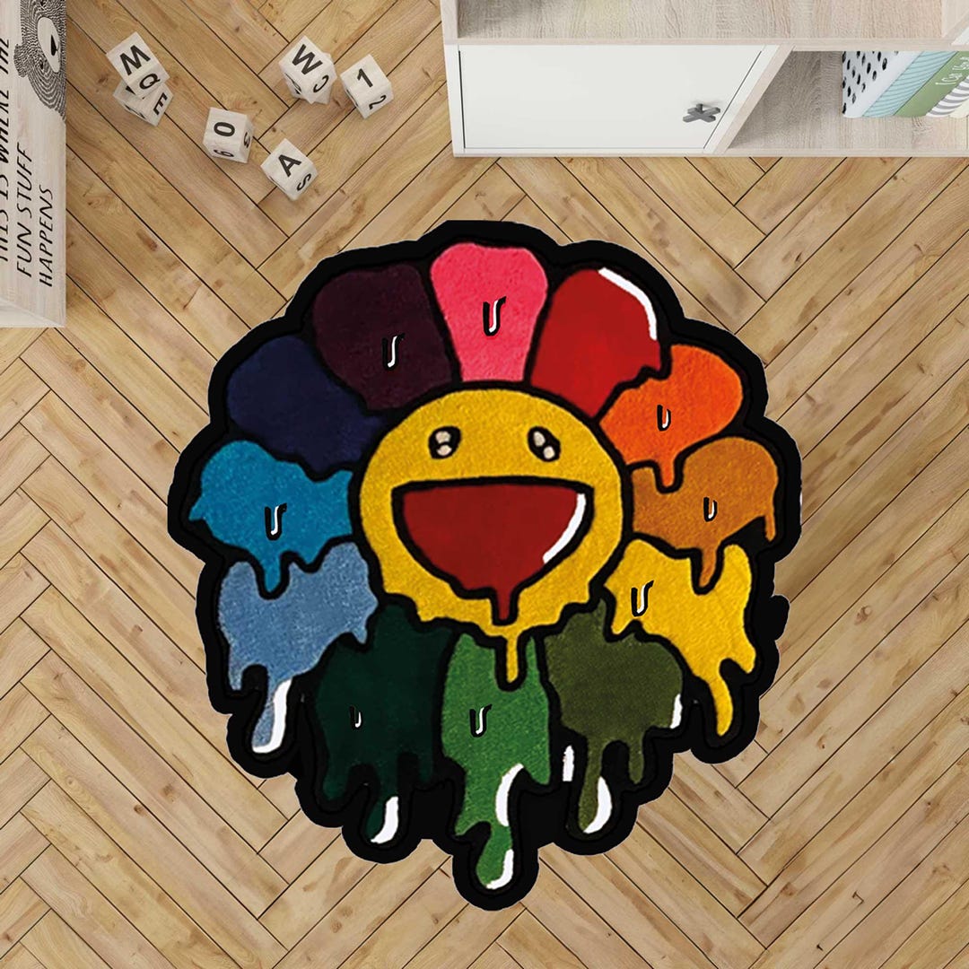 Takashi Murakami Rug, Takashi Murakami Flower Rug, Takashi Smiley Face ...