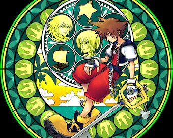 Kingdom Hearts Stained Glass rug, Kingdom Hearts II, Kingdom Hearts Birth By Sleep Kingdom Hearts Final Mix, Custom rug, Kingdom Hearts Sora