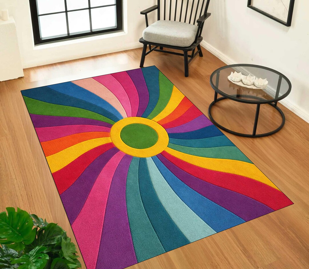 Colorful Rug, Modern Art Carpet, Minimalist Rug, Colorful Room Decor - Etsy