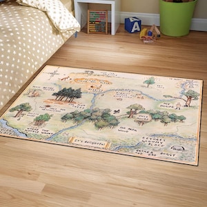100 Acre Wood Map Rug, Winnie The Pooh Area Rug, Kids Play Rug, Machine washable rug,Rugs For Kids Room,Winnie the pooh carpet,Kids Room Rug