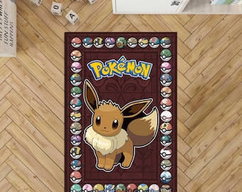 Eevee rug, Vaporeon rug, Espeon rug, Sylveon rug, Leafeon rug, Umbreon rug,  Non-slip Area Rug, Home Decor Mat, Anime rug Japanese Anime Rug