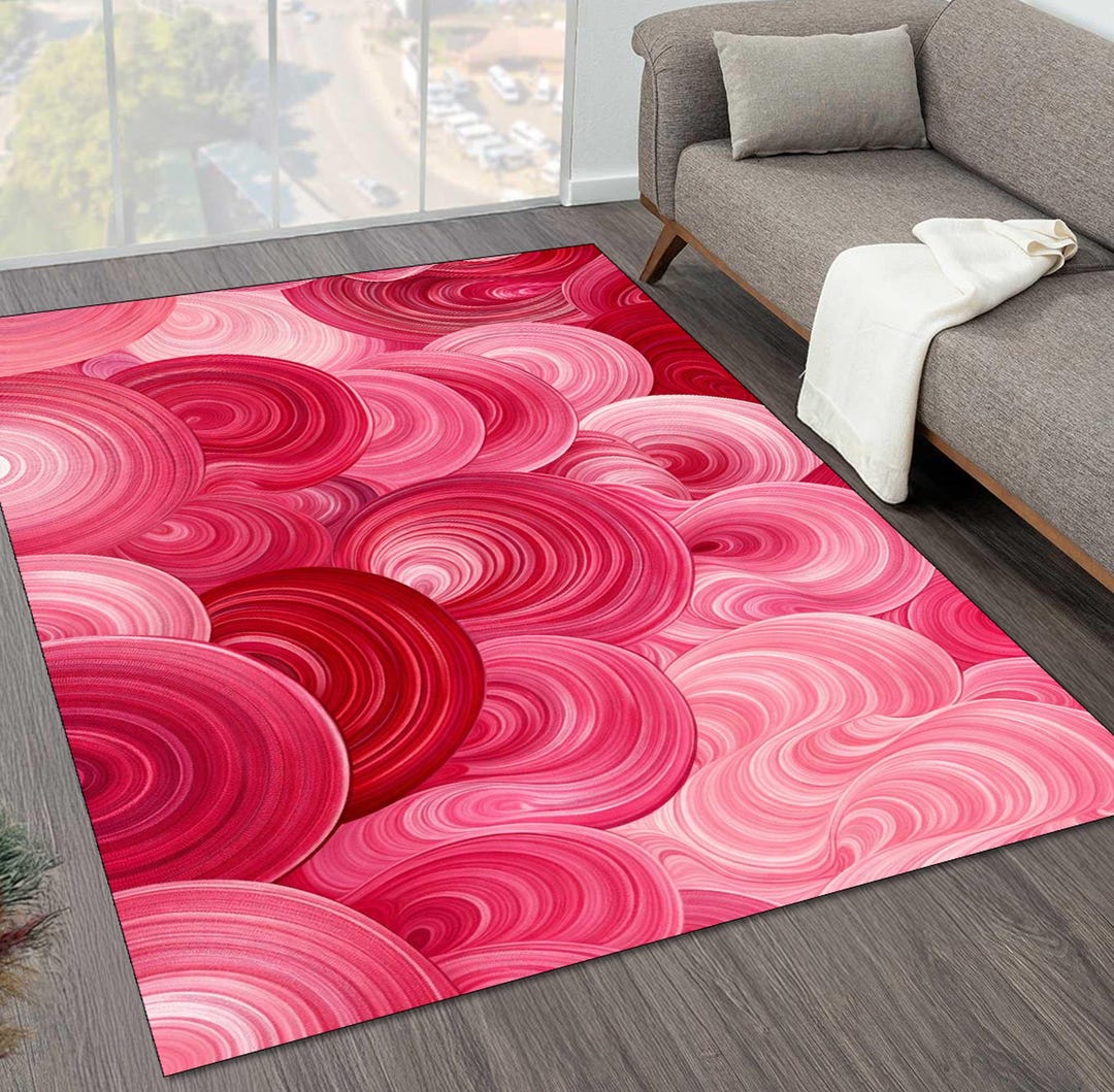 Red Abstract Boho Rug Abstract Swirl Area Rug, Pink Red Modern Art, Washable - Etsy