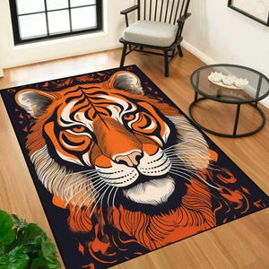 Asia Tiger Rug, Tiger Carpet, Tiger Area rug, Tiger Design Rug, Tiger Room decor, Machine Washable Rug,Gothic Tiger rug,Bedroom rug,gift rug