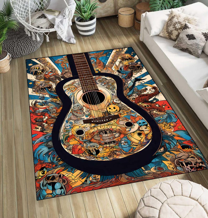 Mgk Rug Guitar Legends Music Art Rug: Non-slip, Washable Polyester Carpet - Etsy