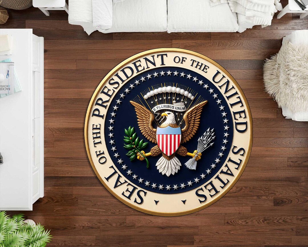 Trump Rug Presidential Seal Round Rug US Office Decor, Non-slip Area Rug,printed ...